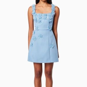 Elliat Bruges 3D Floral Mini Dress In Blue